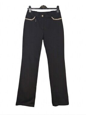 Made in Italy Black Pants Metallic Gold Trim Size Euro 48 / US 8 Slim Straight